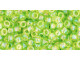 TOHO Glass Seed Bead, Size 8, 3mm, Transparent-Rainbow Lime Green (Tube)