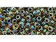 TOHO Glass Seed Bead, Size 8, 3mm, Inside-Color Rainbow Lt Topaz/Jet-Lined (Tube)