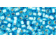 TOHO Glass Seed Bead, Size 8, 3mm, Silver-Lined Frosted Aquamarine (Tube)
