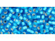 TOHO Glass Seed Bead, Size 8, 3mm, Silver-Lined Frosted Dk Aqua (Tube)
