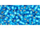 TOHO Glass Seed Bead, Size 8, 3mm, Silver-Lined Frosted Dk Aqua (Tube)
