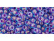 TOHO Glass Seed Bead, Size 8, 3mm, Inside-Color Aqua/Purple-Lined (Tube)