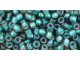 TOHO Glass Seed Bead, Size 8, 3mm, Inside-Color Frosted Crystal/Prairie Green-Lined (Tube)