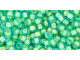 TOHO Glass Seed Bead, Size 8, 3mm, Inside-Color Aqua/Opaque Yellow-Lined (Tube)