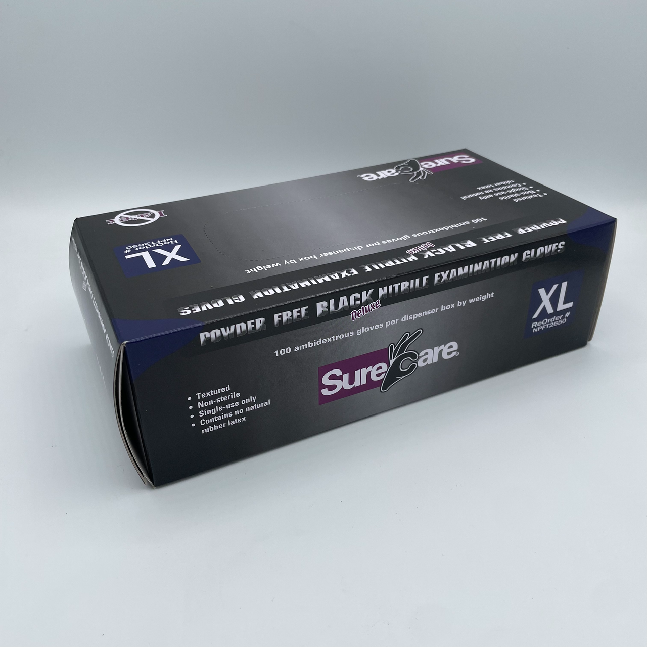 Deluxe 7mil black nitrile gloves XL - box