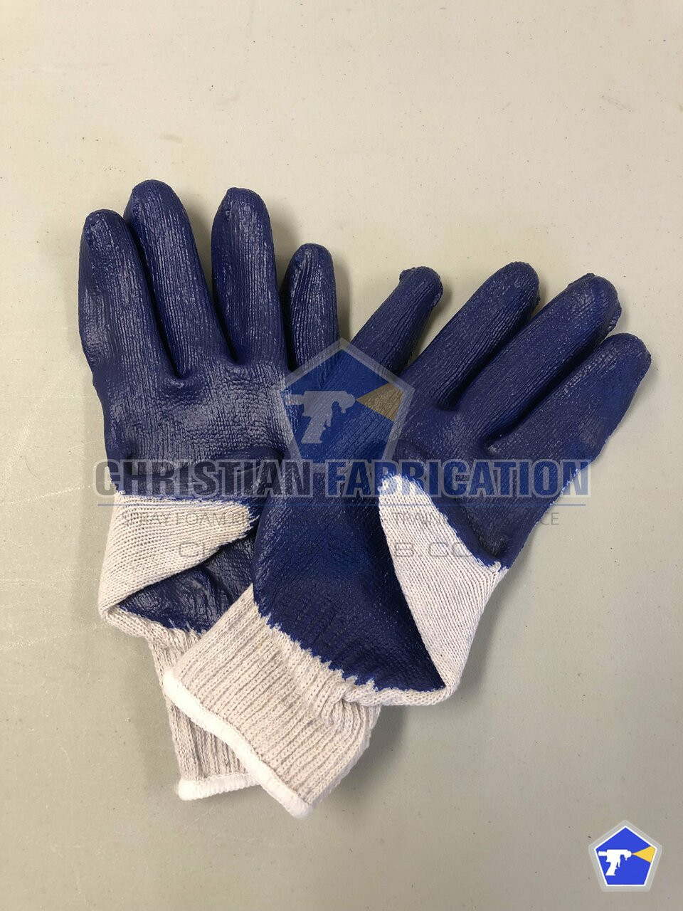 Blue palm latex coated work gloves 