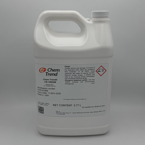 Chem-Trend CR-19602W release agent concentrate one-gallon container for rigid foam on concrete surfaces.