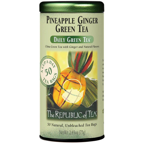 The Republic of Tea Pineapple Ginger Green Tea Bags Tin