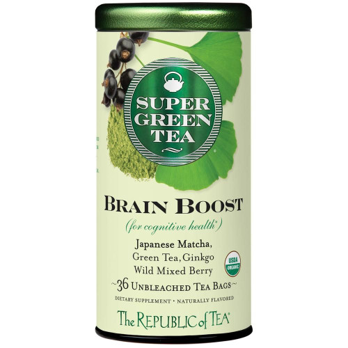 The Republic of Tea Organic Brain Boost SuperGreen Tea Bags Tin