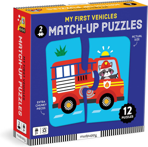 Mudpuppy My First Vehicles Match-up Puzzles – 2 Piece Puzzle Set Featuring Colorful Vehicle Designs