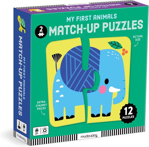 Mudpuppy My First Animals Match-up Puzzles – 2 Piece Beginner Puzzle Set Featuring Animal Illustrations