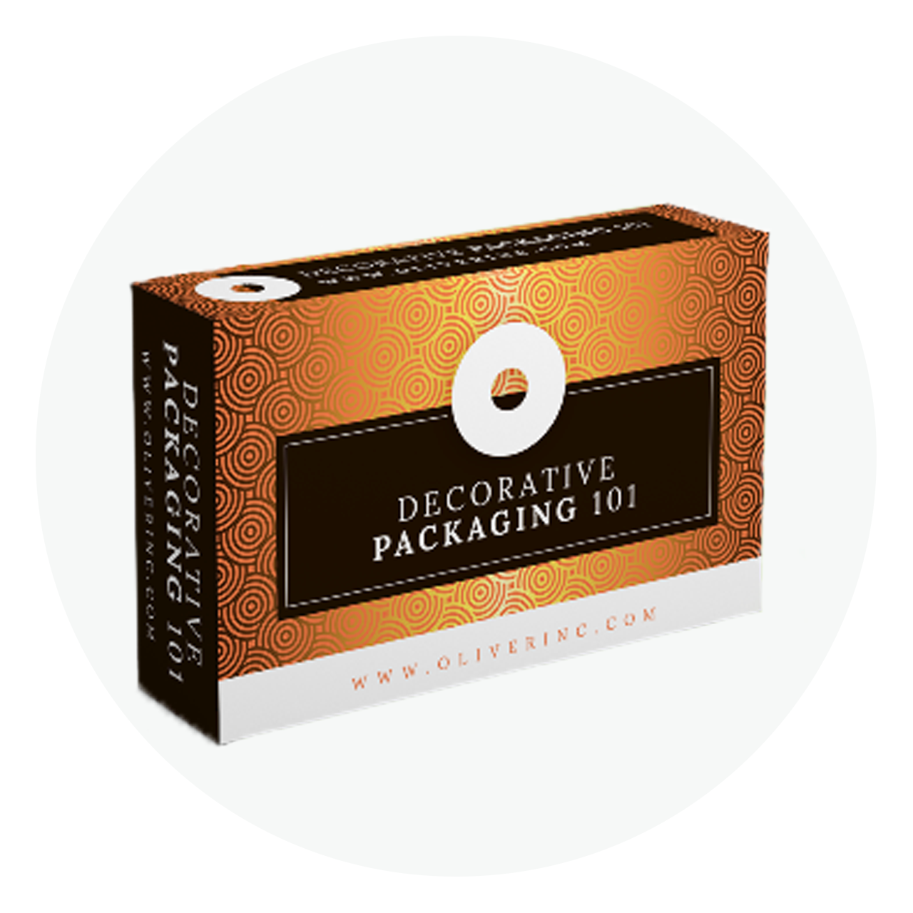 Rectangular paperboard carton with metallic gold foil pattern and a tuck flap structure.