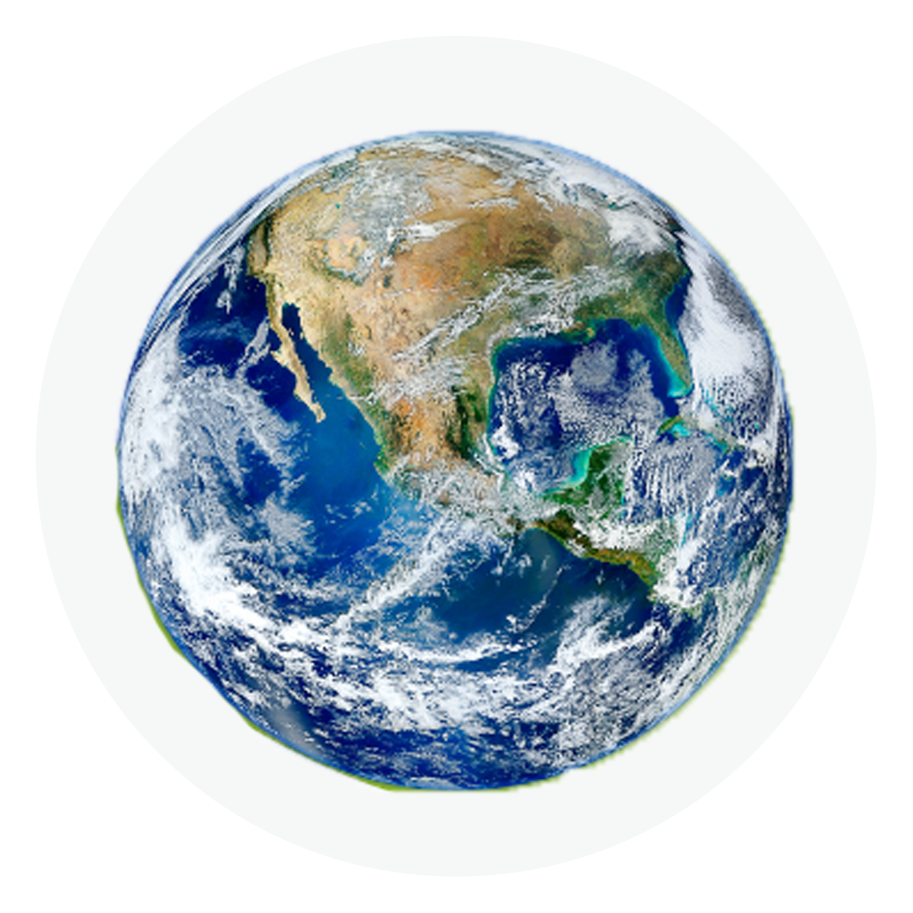 Illustration of the Earth from space, focused on North America and surrounding oceans.