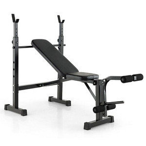 Adjustable Weight Bench and Barbell Rack Set with Weight Plate Post - Color: Black D681-FH10018 Adjustable Weight Bench and Barbell Rack Set with Weight Plate Post - Color: Black D681-FH10018