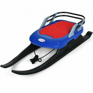 Folding Kids' Metal Snow Sled with Pull Rope Snow Slider and Leather Seat - Color: Blue D681-OP70504 Folding Kids' Metal Snow Sled with Pull Rope Snow Slider and Leather Seat - Color: Blue D681-OP70504