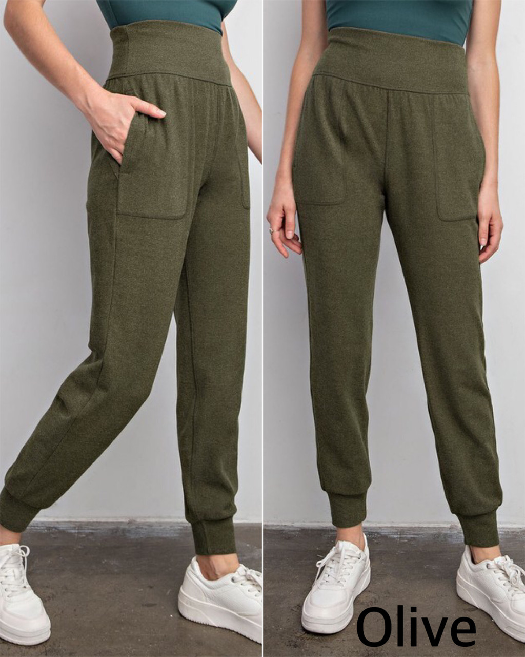 High Waist Ribbed Brushed Jogger Pant - Queen B Boutique