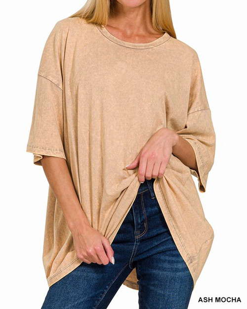 Acid Wash Oversized Drop Shoulder Tee