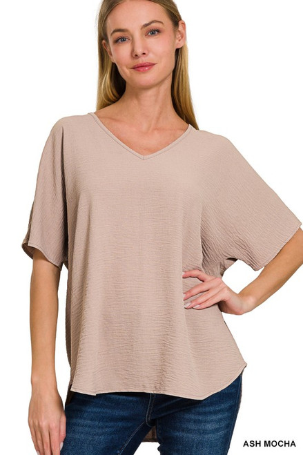 Airflow Woven V-Neck Top