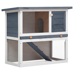  Outdoor Rabbit Hutch 1 Door Gray Wood A949-170831