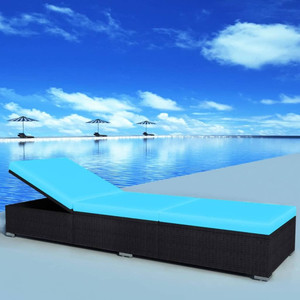  Sun Lounger with Cushion Poly Rattan Black A949-44406