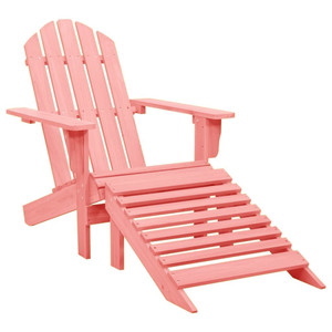  Patio Adirondack Chair with Ottoman Solid Fir Wood Pink A949-315867