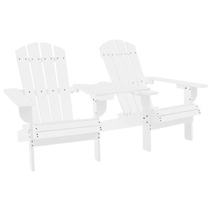  Patio Adirondack Chairs with Tea Table Solid Wood Fir White A949-310067