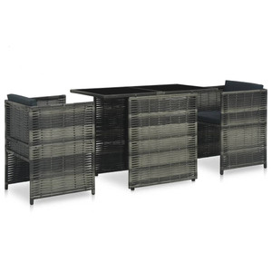  3 Piece Bistro Set with Cushions Poly Rattan Gray A949-47745