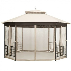 10'x 12' Octagonal Patio Gazebo-Beige - Color: Beige D681-OP70383BE