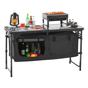 Camping Kitchen Table, Folding Outdoor Cooking Table, 3 Adjustable Heights, Aluminum Lightweight Po E415-DCCWJKHSTWLSPDQC4V0