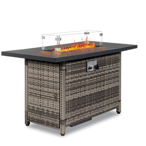 43-Inch Fire Table,50000 BTU Gas Firepit with Volcanic Stone Black T575-S0671359516