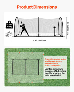 Baseball Batting Cage, 19.9 x 12.0 x 8.2 FT Freestanding Portable Batting Cage, Hitting Cages with  E415-FXZTKWTG22YCEWOF2001V0