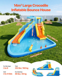Inflatable Bounce House, 11.6 x 13.1 x 7.7 ft Inflatable Bounce House Water Slide, Bouncer Castle w E415-CQCBKWSLXSCGQ3BC4001V1