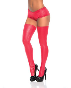 Wet Look Thigh Highs Red O/S X615-MPE1017-RD-OS