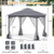 10 X 10 FT Heavy-Duty Patio Gazebo with Netting Walls and 4 Sandbags-Gray - Color: Gray D681-NP12543GR
