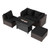 Heavy-duty Frame Rattan Sofa Set with 60000 BTU Firepit Table-Black - Color: Black D681-OP70370+HW66750ADK+