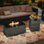 2-Piece Outdoor Rattan Fire Table Set 32 Inch Rectangle Gas Firepit with Tank Cover-Gray - Color: G D681-NP12223GR