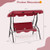 3 Seat Outdoor Patio Canopy Swing with Cushioned Steel Frame - Color: Red D681-NP13764WN
