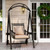 Outdoor Porch Swing with Removable Cushions and Side Tables for Garden Balcony-Black - Color: Black D681-NP12470BK+