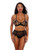 Two Tone Scalloped Lace Bra, High Waist Garter Belt & G-String Black/Silver SM X615-PP8936-BS-S0