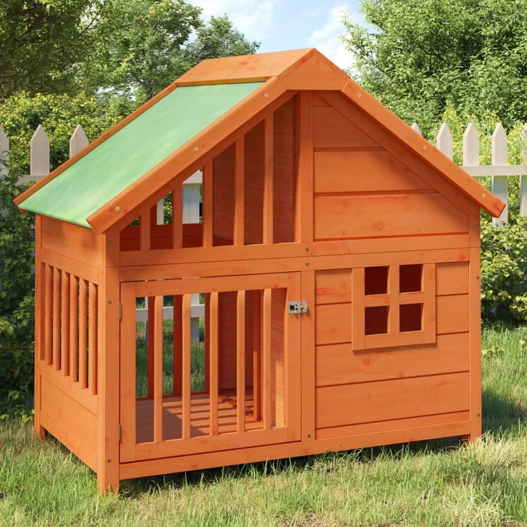  Dog Kennel Brown 37.8"x23.8"x34.3" Solid Wood Pine A949-172267