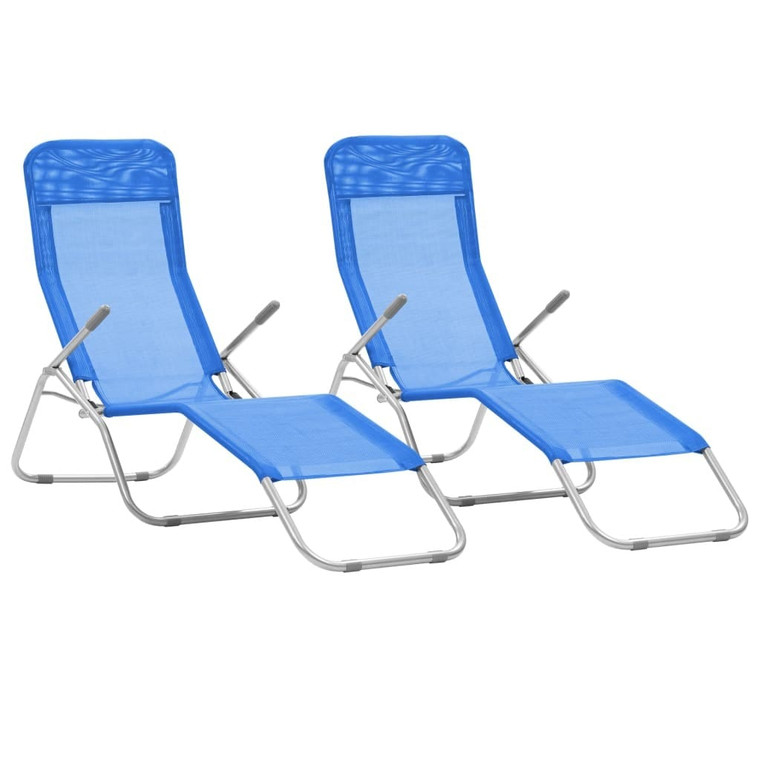  Folding Sun Loungers 2 pcs Textilene Blue A949-44337