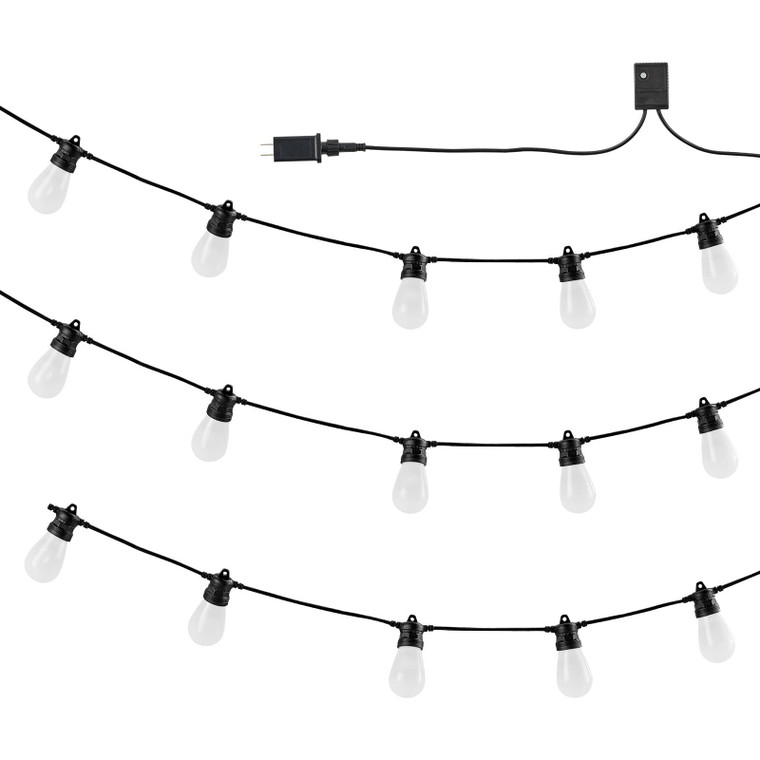 RGB Outdoor String Lights, 50FT, Outside Patio Lights with APP Control 15 Bulbs, 15 Single-Color Ad E415-RGBHWDC50FT1HX9NXV1