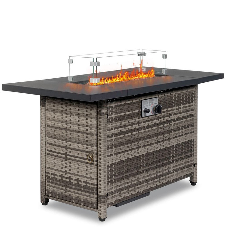 43-Inch Fire Table,50000 BTU Gas Firepit with Volcanic Stone Black T575-S0671359516