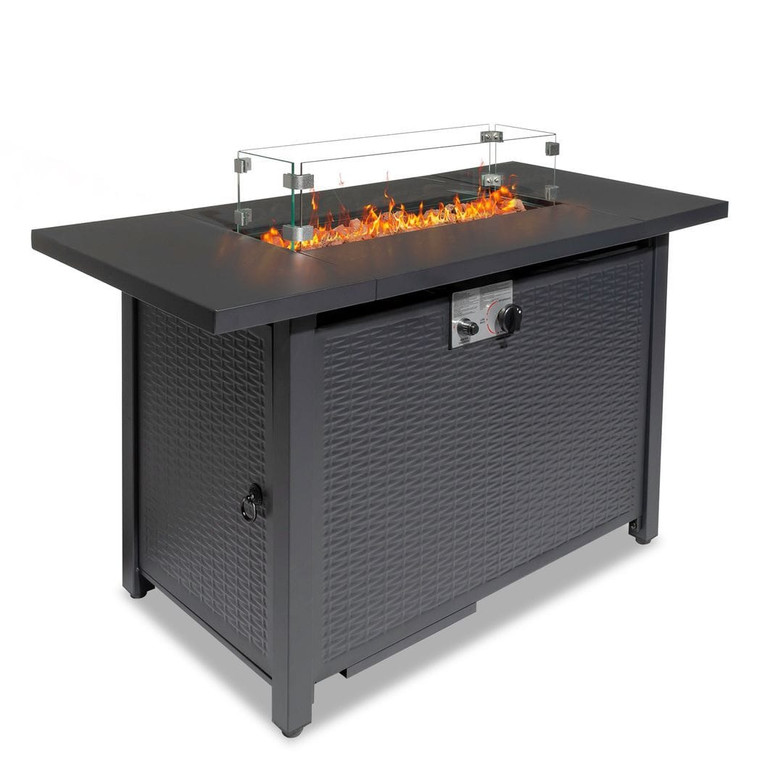 43-Inch Fire Table,50000 BTU Gas Firepit with Volcanic Stone Black T575-S0671359512
