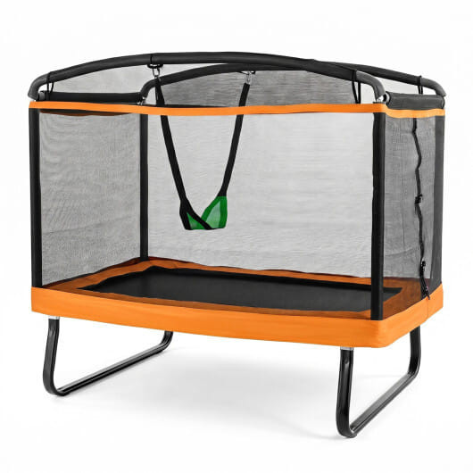 6 FT Kids Trampoline with Swing and Safety Enclosure Net for Boys Girls Age 3+-Blue B593-TW10158