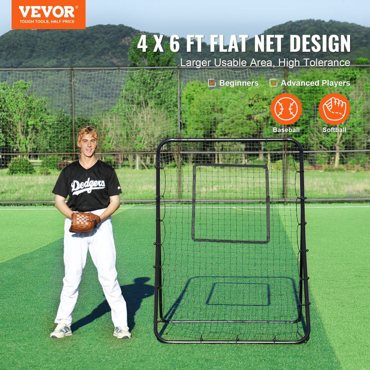 Baseball And Softball Rebounder Net, 4 x 6 Feet PitchBack Baseball Nest for Pitching and Fielding T E415-BQHDWPWJDKD4HE1Z4V0