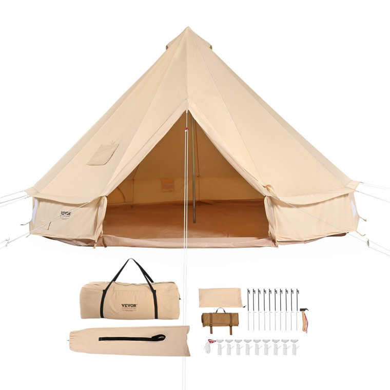 Canvas Bell Tent, 4 Seasons 3 m/9.8ft Yurt Tent, Canvas Tent for Camping with Stove Jack, Breathabl E415-FBZXZP3MMGBZ2X4C2V0