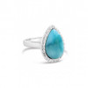 Dune Sterling Silver Teardrop ring with White Topaz & Larimar