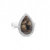 Dune Sterling Silver Teardrop Ring with White Topaz & Your Choice of Sand