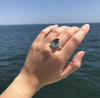 Dune Sterling Silver Teardrop Ring with White Topaz, GRADIENT TURQUOISE Your Choice of Sand